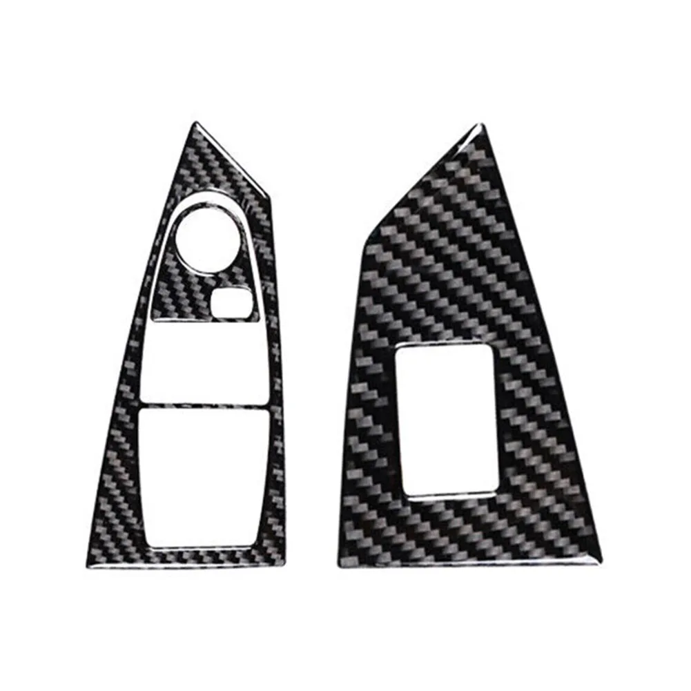 

3× Glass Lift Switch Interior Trim Accessories Black Carbon Fiber Parts Performance/Custom For BMW 6 650i 645Ci E63