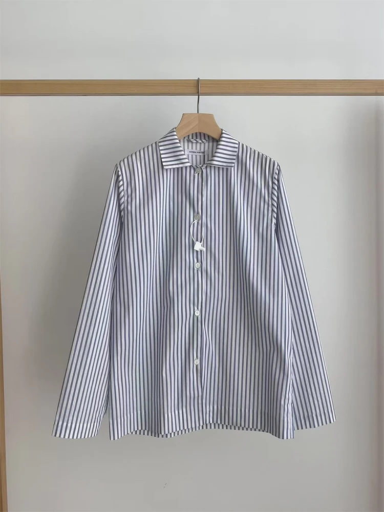 

Повседневная женская свободная хлопковая одежда irt в тонкую полоску с узором на пуговицах, длинная повседневная одежда, весна 2024 года, бренд 00