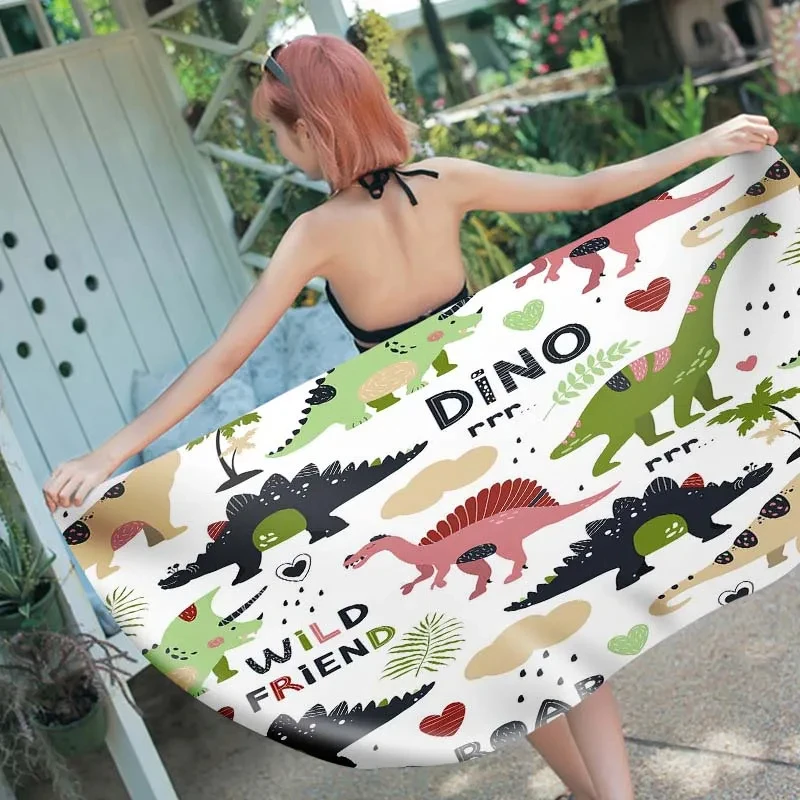 

Cartoon Dinosaur Beach Towel Microfiber Quick Dry Swimming Pool Towel Super Soft Bath Towels for Men Women Gift Gym Sport Travel