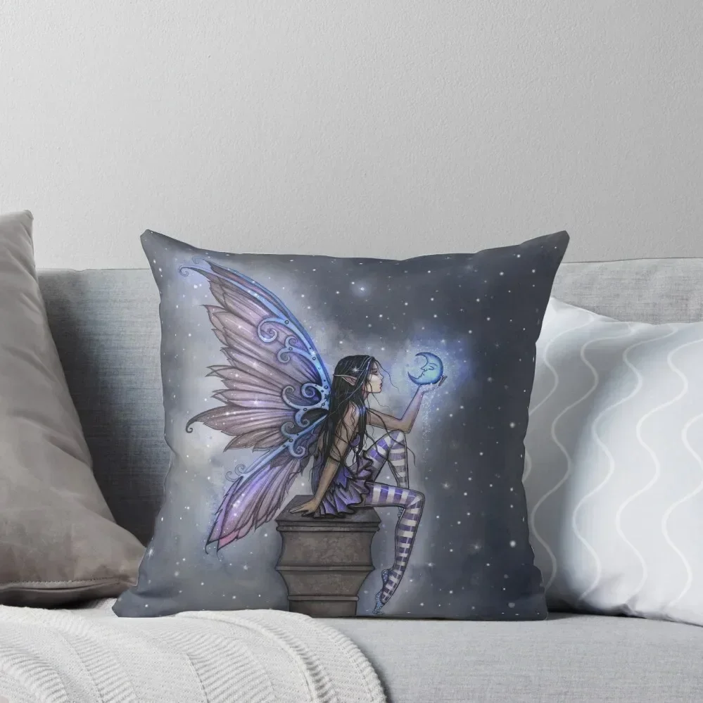 Little Blue Moon Fairy Fantasy Art by Molly Harrison Throw Pillow Sofas Covers Sofa Cushion Pillowcase pillow