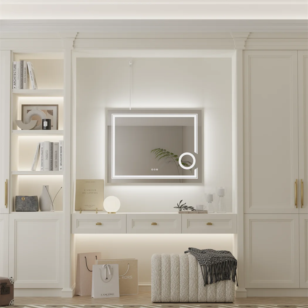 LUVODI LED Bathroom Mirror Wall Mounted, Magnifying Vanity Mirror with Lights for Makeup Shaving, Washroom Toilet Shower Mirror
