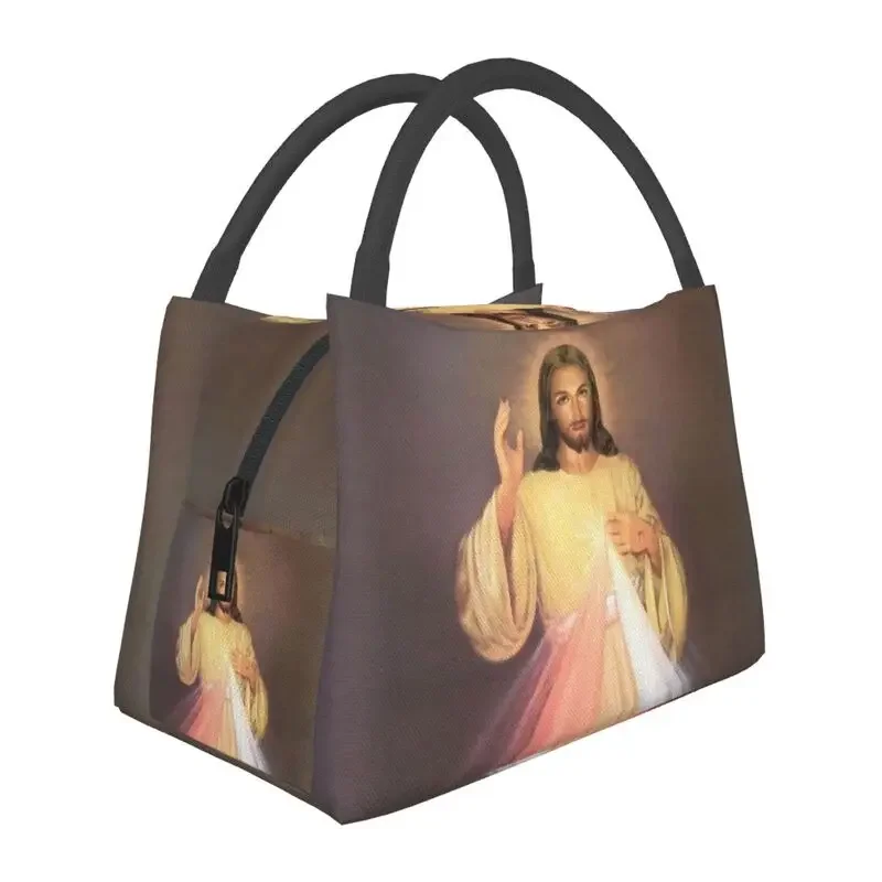 Divine Mercy Insulated Lunch Bags for Camping Travel Jesus Portable Cooler Thermal Lunch Box Women