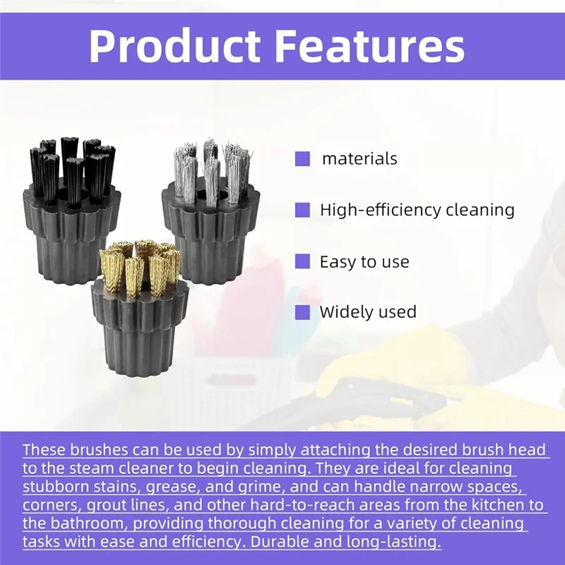 A39T-M8 Steam Cleaner Brush Head Attachments 30Pcs Replacement Parts For Steamer Mop Small Brushes Heads Cleaning Accessories