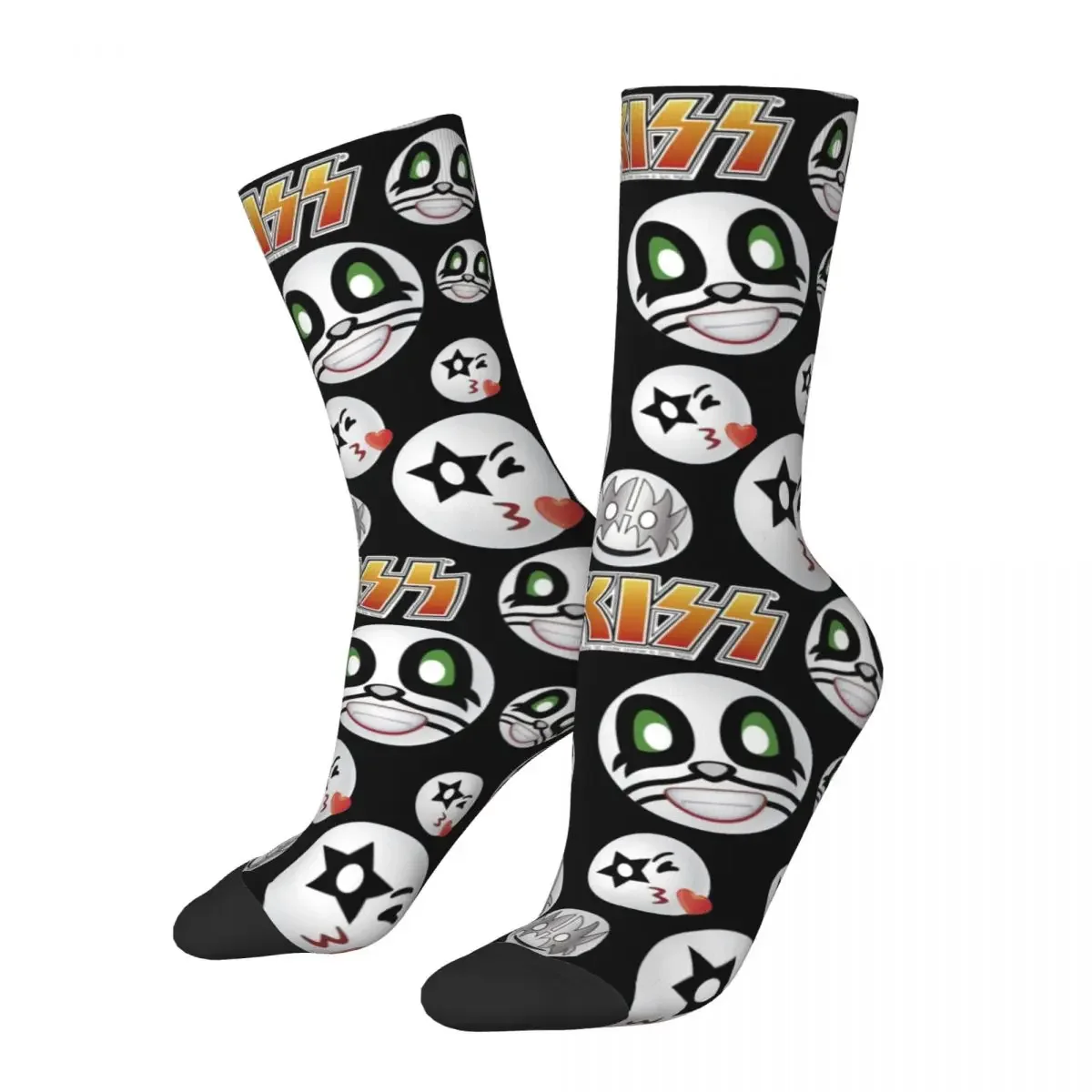 Happy Funny Men Women Socks Kiss Band Pattern Merch Super Soft Rock Band High Quality Socks Spring Autumn Winter