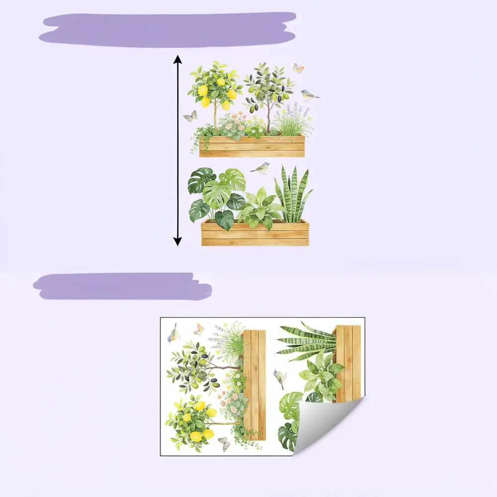 Decorative Lemon Tree Wall Sticker Floral Butterfly Bird Pattern Adhesive Vinyl Art For Modern Home Wall Decor