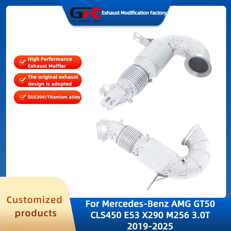 

GFC Catted Downpipe for Mercedes-Benz AMG GT50 CLS450 E53 X290 M256 3.0T 2019-2025 High-Performance Stainless Steel Exhaust Pipe