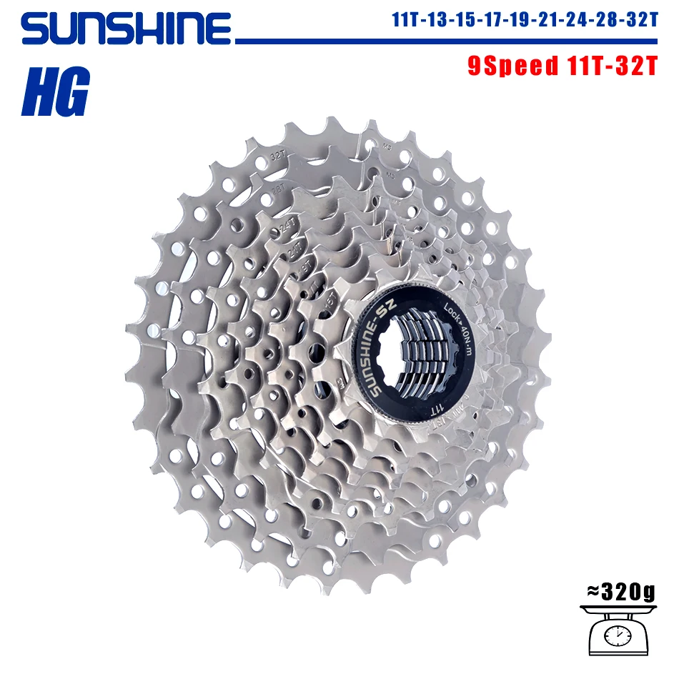SUNSHINE Fahrradkassette 8/9/10/11/12 Geschwindigkeit MTB Kettenrad 11T-32T/36T/40T/42T/46T/50T/52T HG Struktur Freilauf für SHIMANO/SRAM