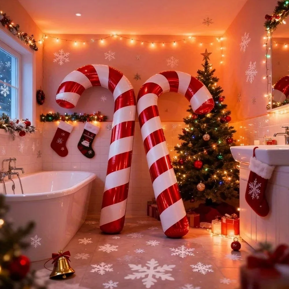 2 Stück - Extra große 45-Zoll rot-weiß gestreifte Zuckerstangenballons - Weihnachtsfeier-Dekoration, Hochzeit, Geburtstagsfeier-Dekoration – Detail 4