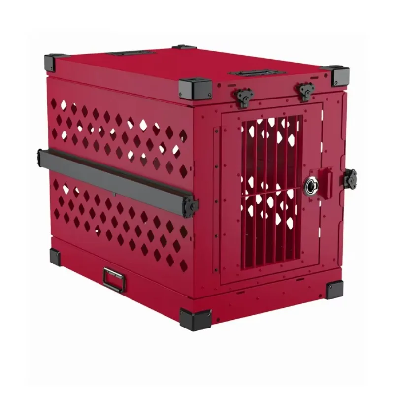 

Large Portable Aluminum Red 40" Dog Cages Collpaislbe Travel Dog Kennel Crate Folding Dog Box