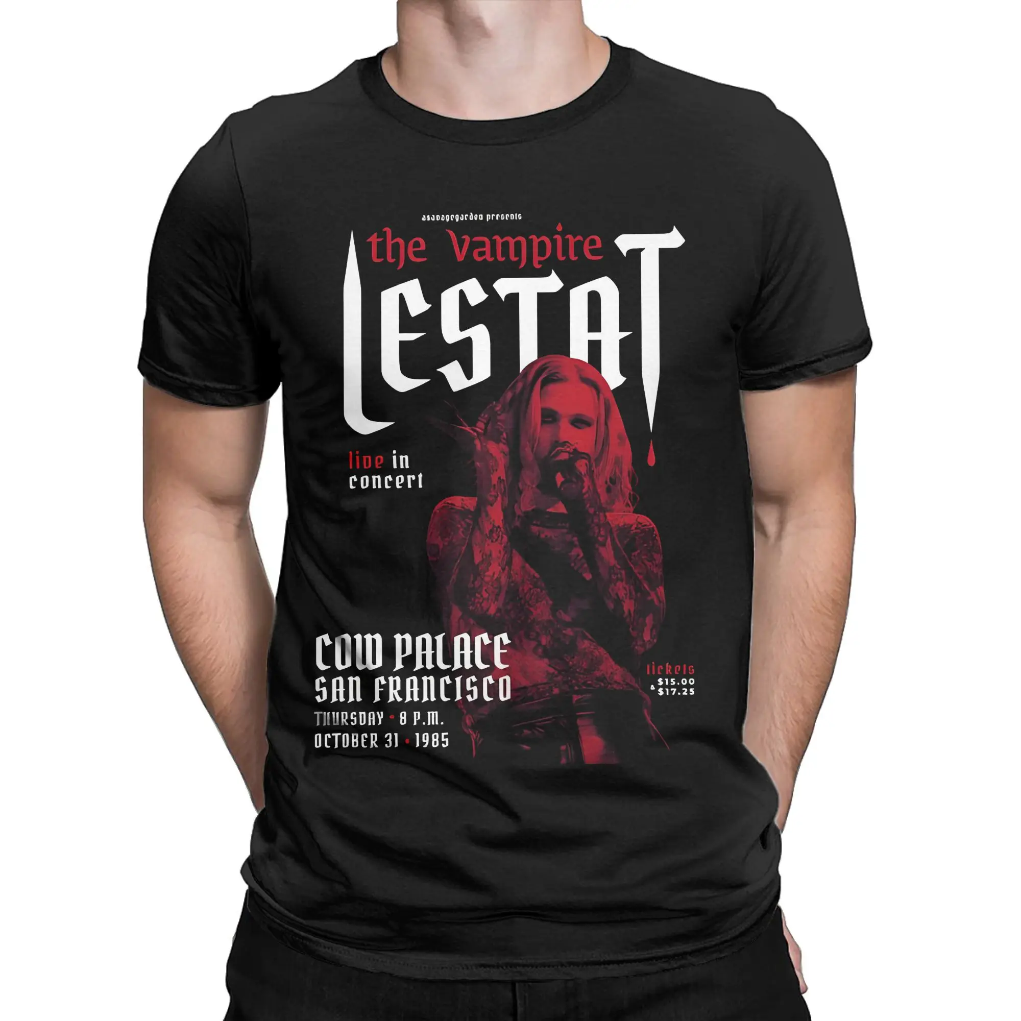 Awesome Lestat De Lioncourt the Vampire T-Shirts Men Cotton T Shirt Lestat Live In Concert 1985 Short Sleeve Tees Present merch