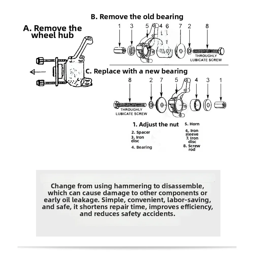 AC Compressor Front and Rear Bearing Puller Tool Used in Conjunction with Press Tools for Complete Compressor Refurbishment