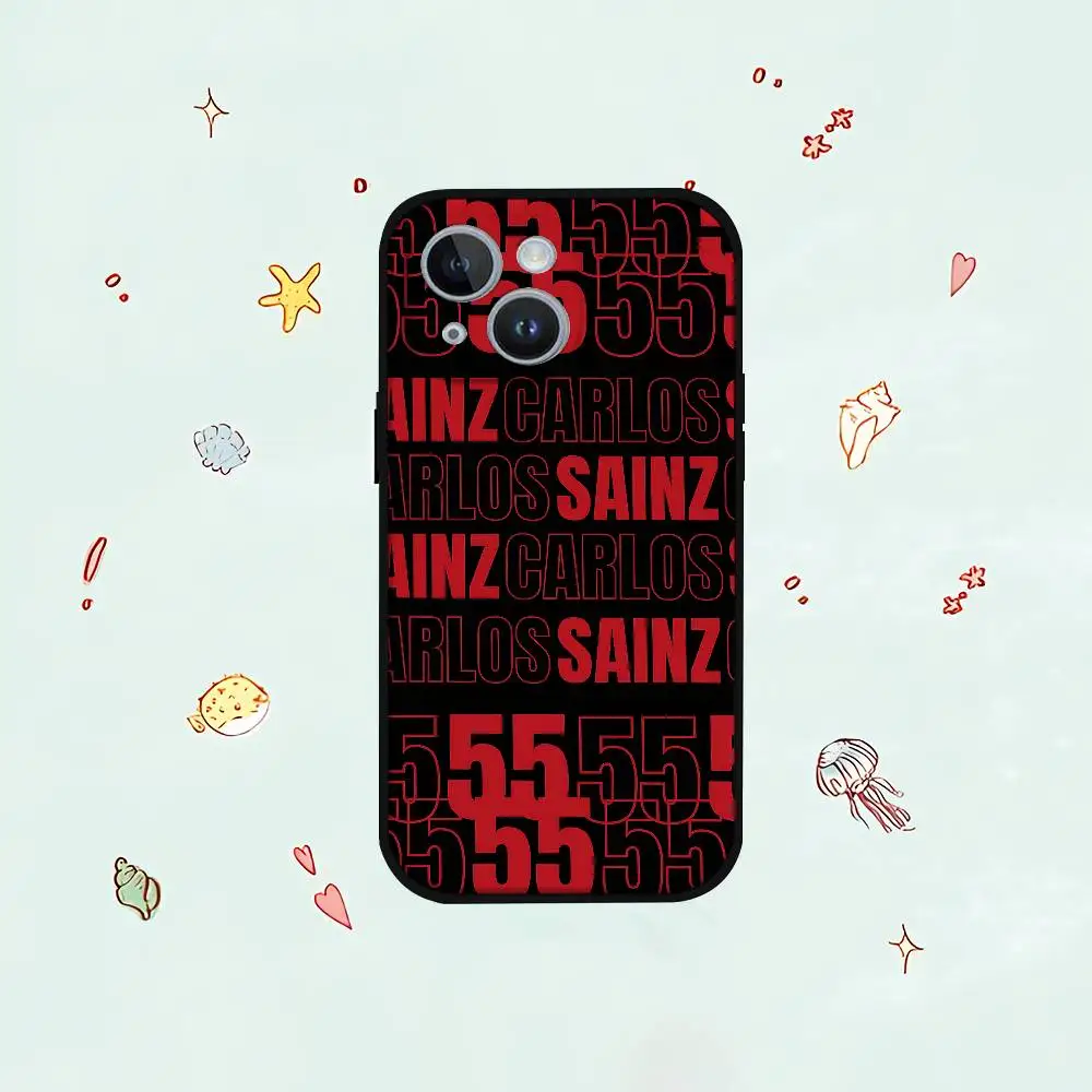 55 الفلفل الحار شعار C-Carlos S-Sainz جراب هاتف جراب هاتف آيفون 17 16 15 14 13 12 11 X XR XS Plus Pro Max غطاء أسود ناعم صغير #2