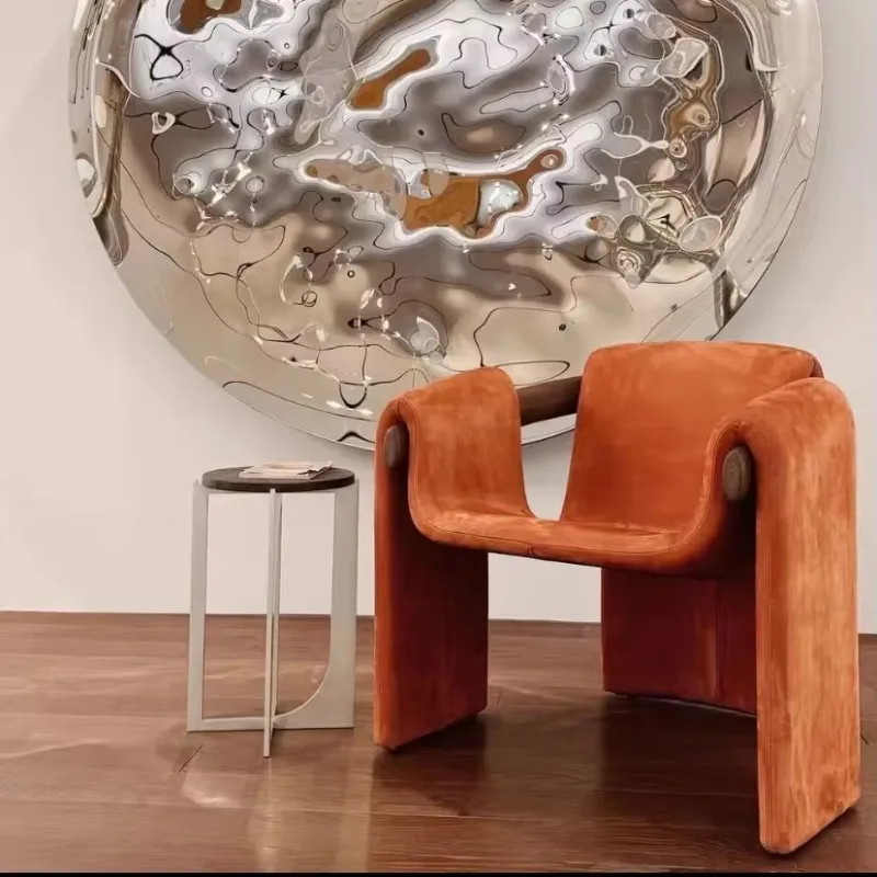 

Modern M-shaped solid wood lounge chair Creative accent chair for dining room and bedroom