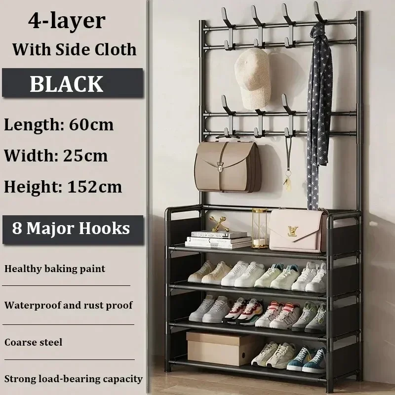 Shoe rack Multi-layer household floor integrated coat and hat rack shoe door simple multi-functional rack