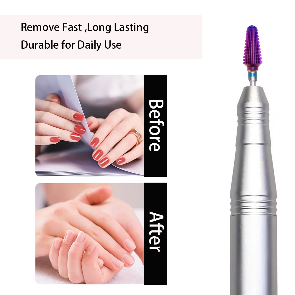 Frezarki do paznokci z węglika spiekanego Purple Tornado Bit 3/32 do manicure, usuwania żelu, akcesoria do pilników elektrycznych