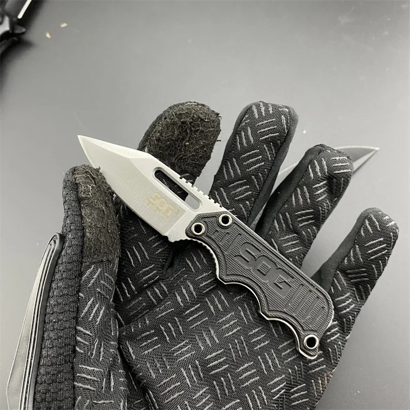 

Mini Fixed Blade Knife 5Cr15MoV Blade G10 Handle Black Chain Small Straight Knife EDC Mini with Sheath Knife Hand Outdoor Tool