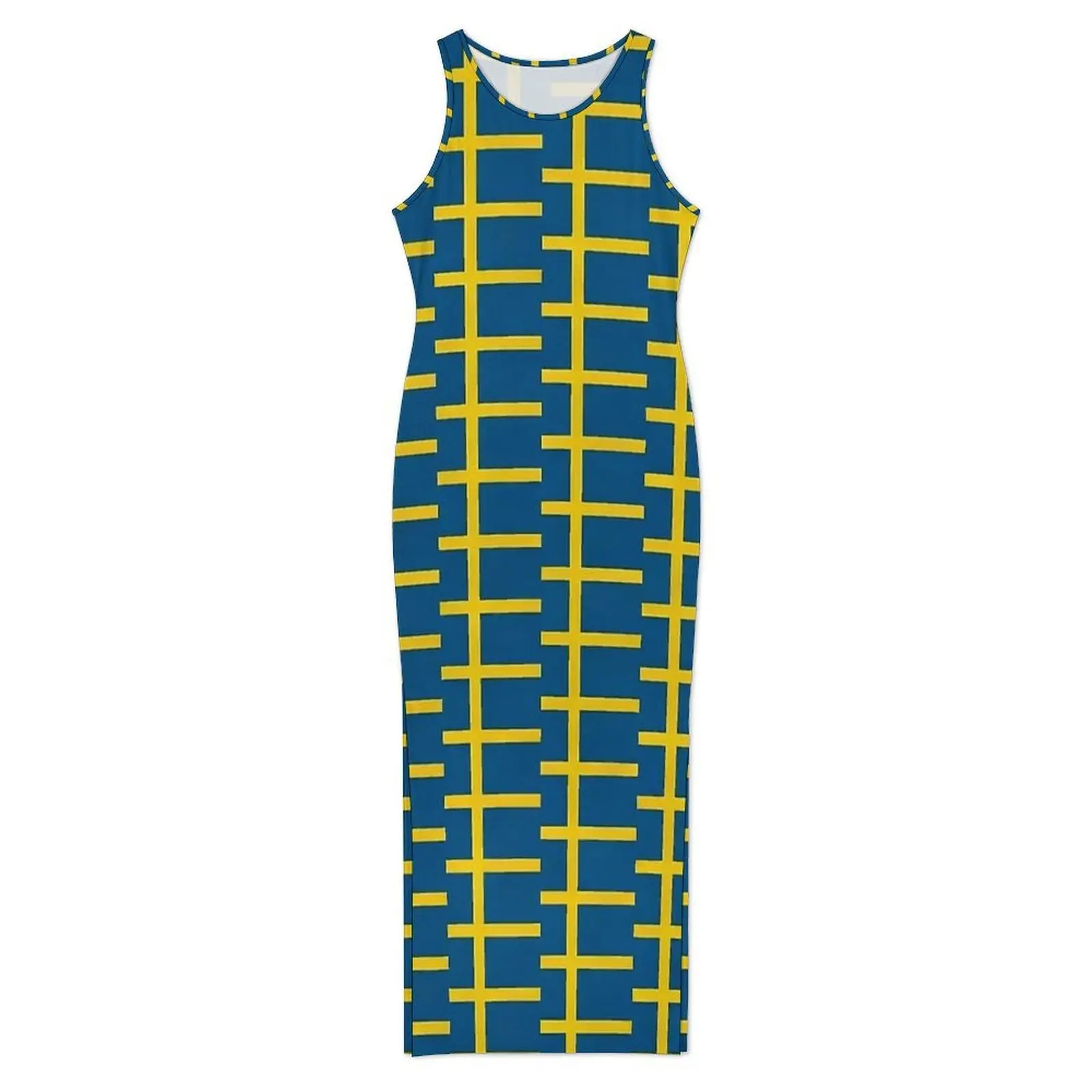 Women Sweden National Flag Swedish Pride Dress Aesthetic Bodycon Dress Summer Slim Sexy Maxi Dresses Pattern Oversized Vestido
