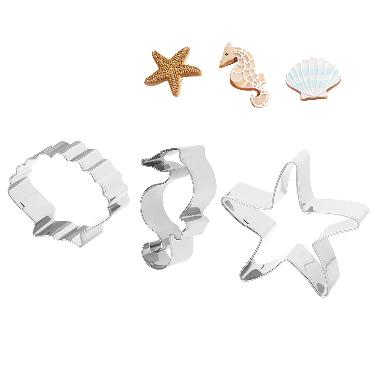 

3Pcs Ocean Theme Cookie Cutters Stainless Steel Biscuit Mold DIY Baking Tools for Cake Cookies Bread Cookie Cutters
