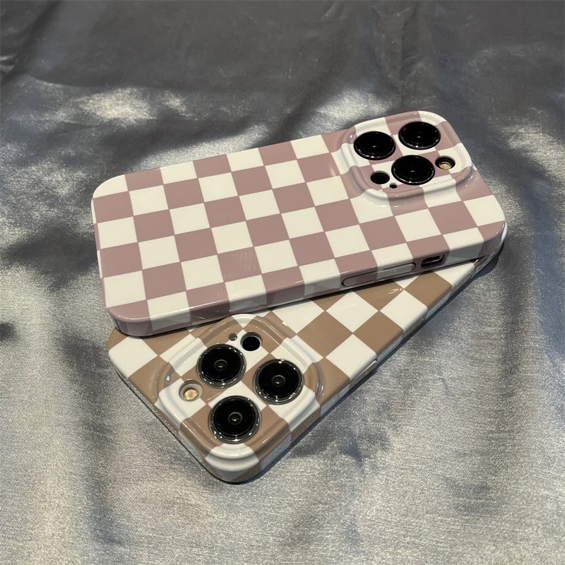 Case for IPHONE13  13PROMAX 14 14PLUS 14PRO 14PROMAX IPHONE15 15PRO 15PLUS 15PROMAX simple checkerboard acrylic hard phone case