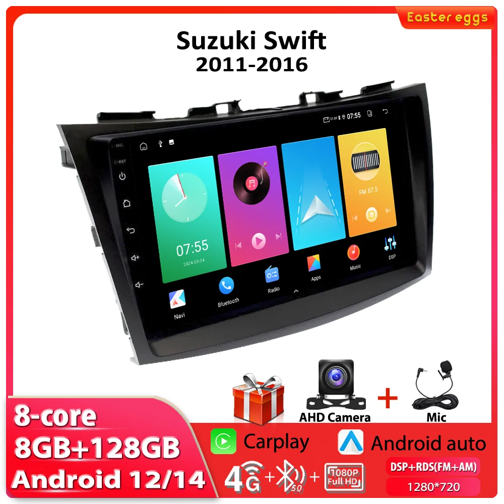 

8G 128G Car Radio For Suzuki Swift 2011-2016 Android Multimedia Video Player Carplay Stereo GPS Navigation Head Unit IPS Screen
