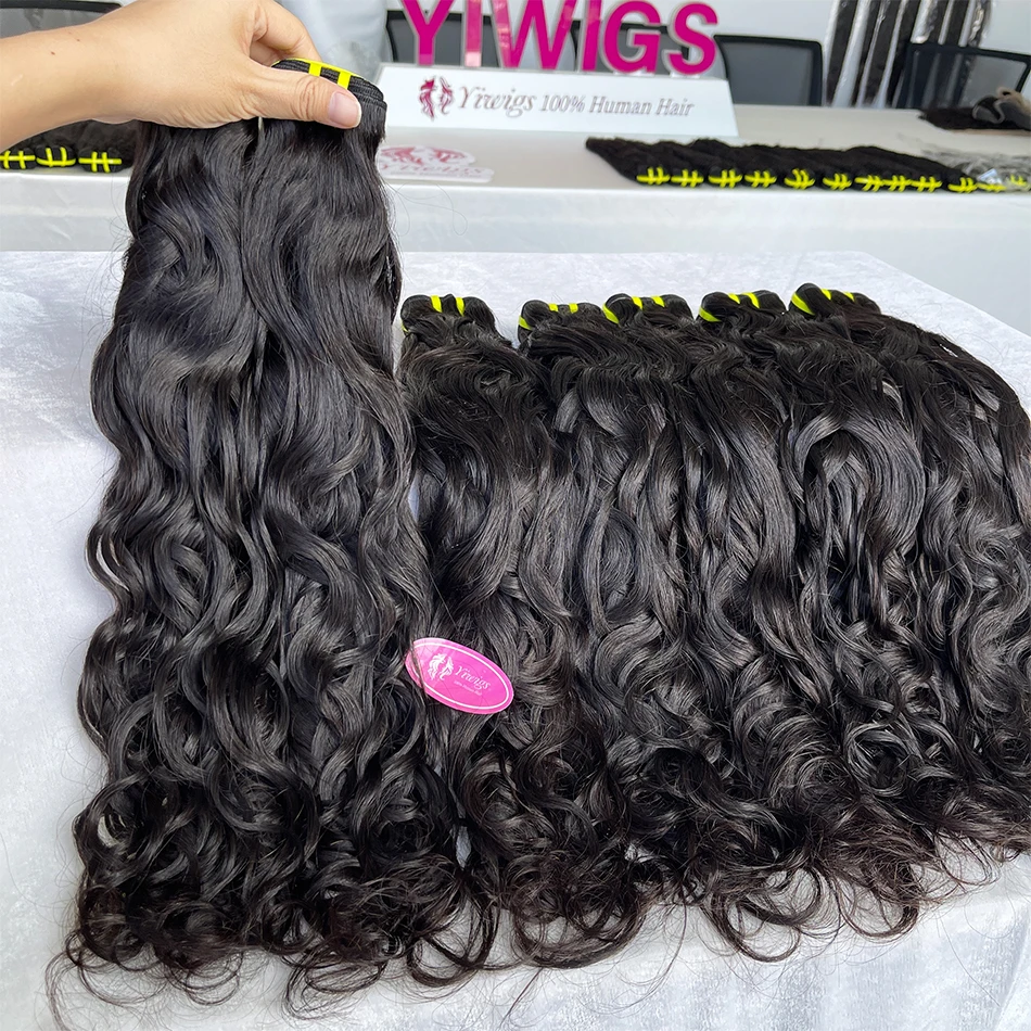 Levert 10a Kwaliteit Water Wave 100% Ruwe Menselijk Haar Bundels 10-30Inch Krullend Haarweefsel Extensions