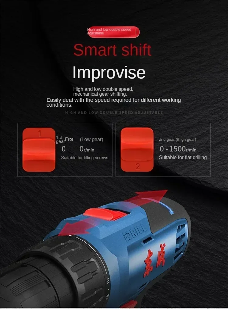 Powerful Brushless Lithium-ion Rechargeable Hand Drill for Home Use