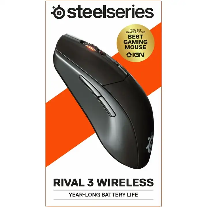 SteelSeries - Rival 3 Lightweight Wireless Optical Gaming Mouse with Brilliant Prism RGB Lighting - Black