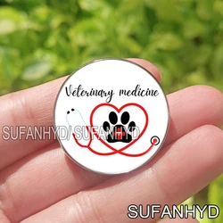 1 Pcs Stainless Steel I Love Veterinary Brooch Veterinaries Badge Animal Paw Pins for Backpack