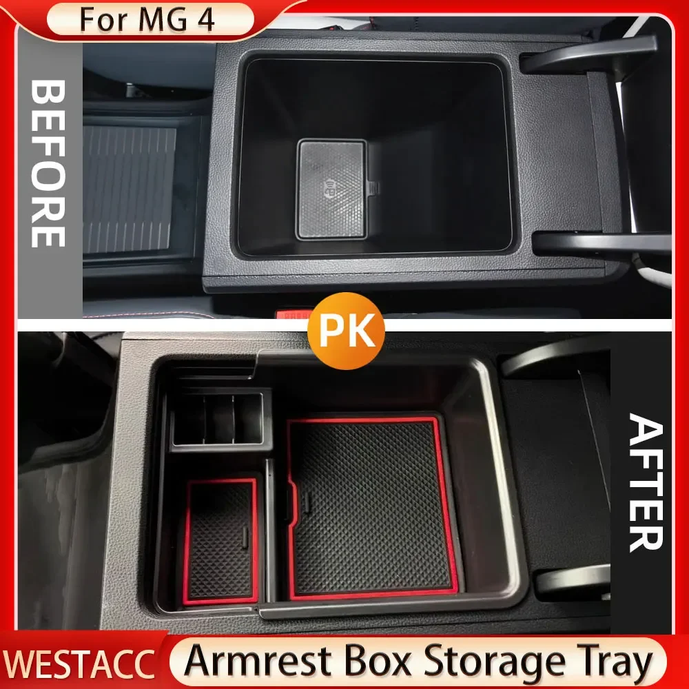 For MG 4 MG4 EV EH32 MuLan 2022 2023 2024 Armrest Box Storage Tray Center Console Holder Organizer Tidying Interior Accessories