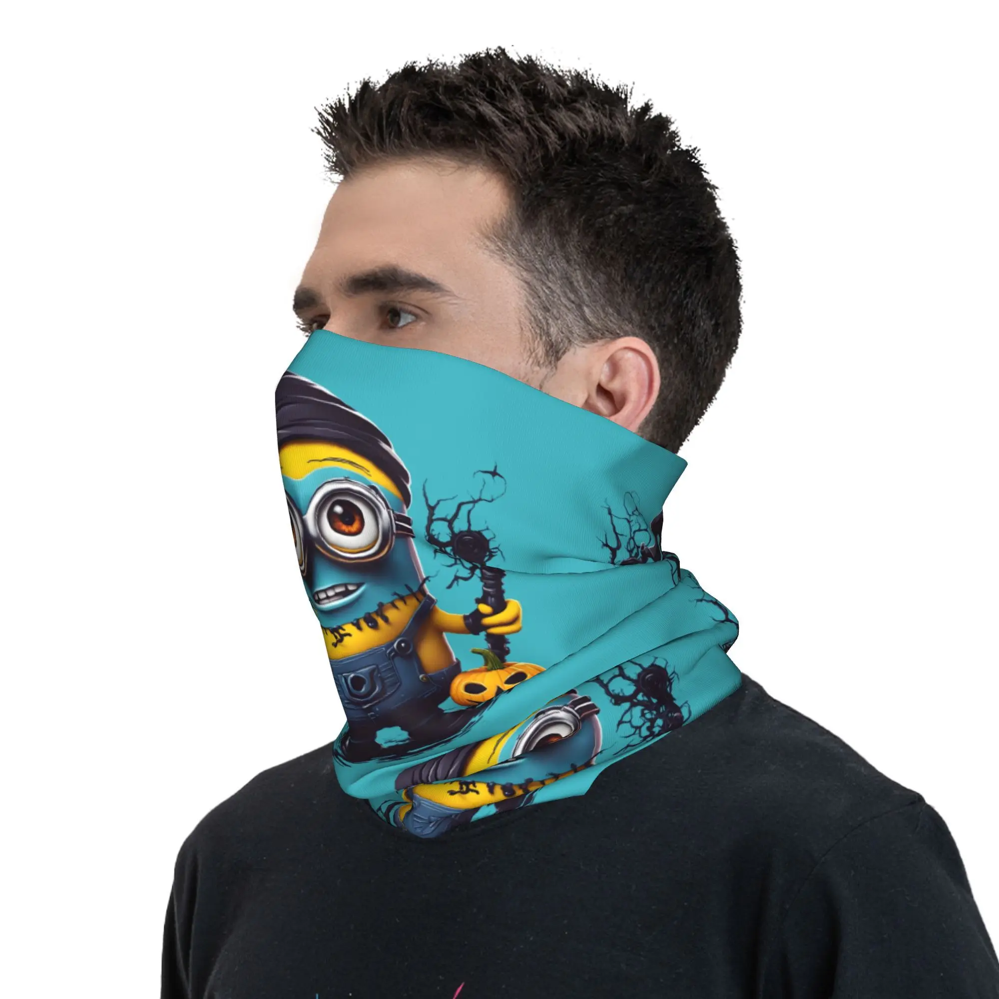 Minions personalizados halloween abóbora bandana pescoço mais quente das mulheres dos homens inverno esqui caminhadas cachecol gaiter minion dos desenhos animados rosto capa