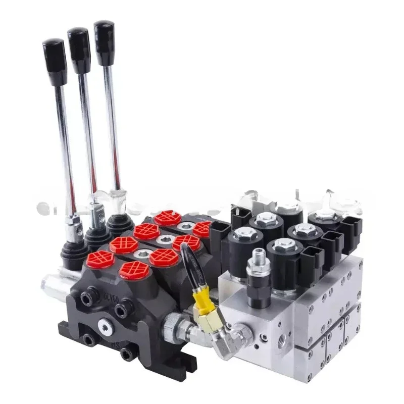 

For 15.8 GPM, 3 Spool, 5076 Max PSI, 12V/24V DC Hydraulic Monoblock Solenoid Directional Control Valve