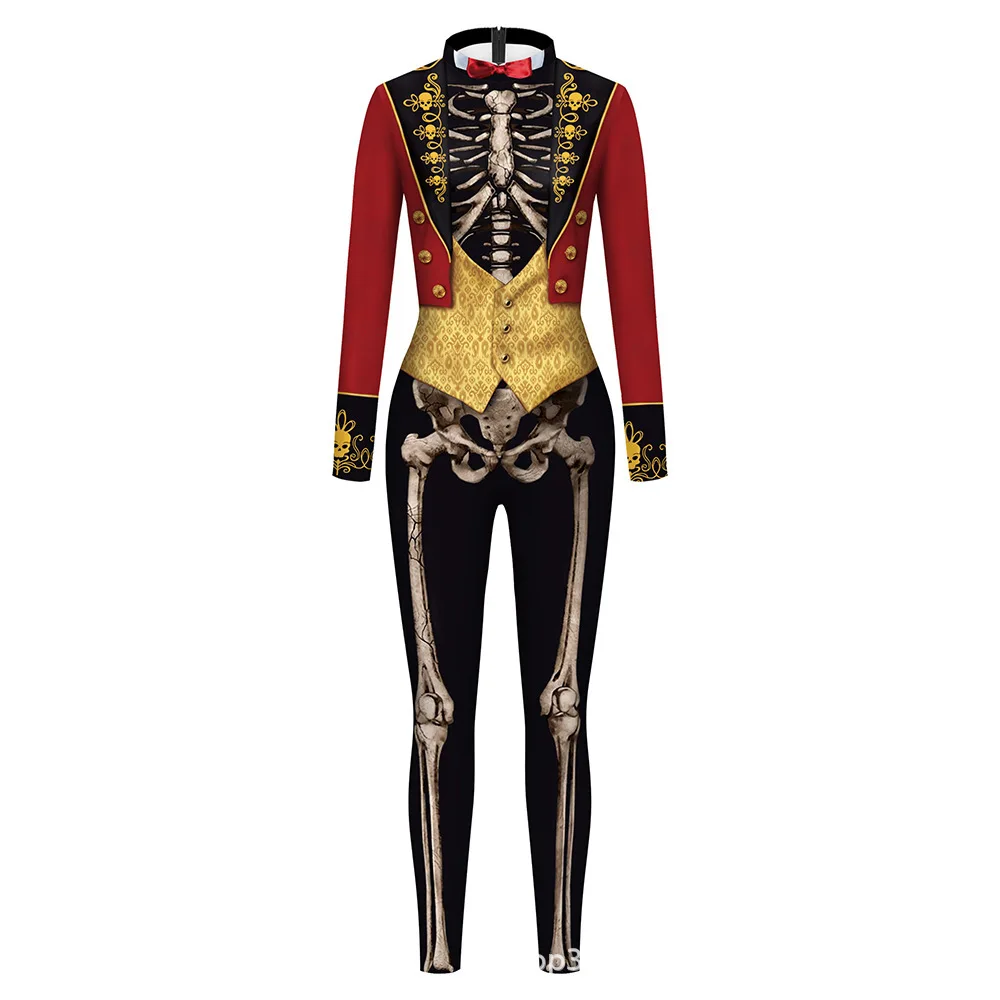 Halloween Sexy Damen Kostüm mit Digitaldruck, Karneval Bodysuit mit Reißverschluss, Party Cosplay Jumpsuit Outfit – Detail 35