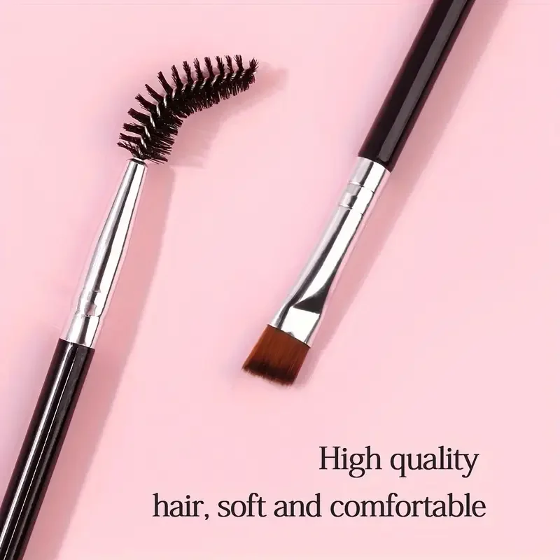 Neuer 2-in-1 Großer Doppel-Augenbrauen- und Eyeliner-Pinsel - Abgeschrägter Augenbrauenpuder-Pinsel, Spiral-Mischpinsel und Flacher Augenschwarz-Applikator – Detail 4