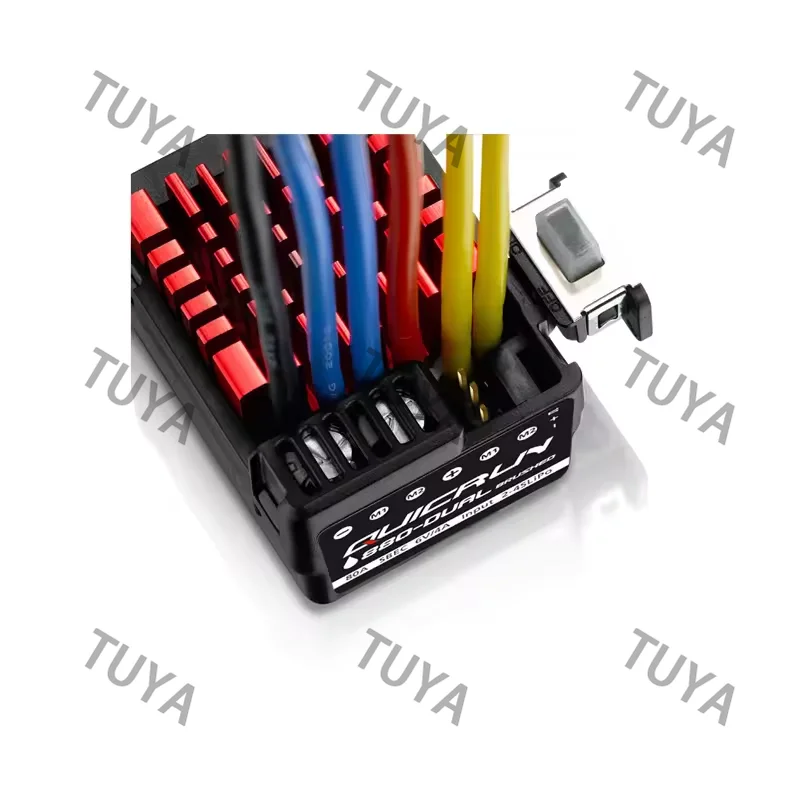 QuicRun WP-880 80A Dual Motor Brushed Waterproof ESC Speed Controller Suitable for 1/8 RC Remote Control Cars