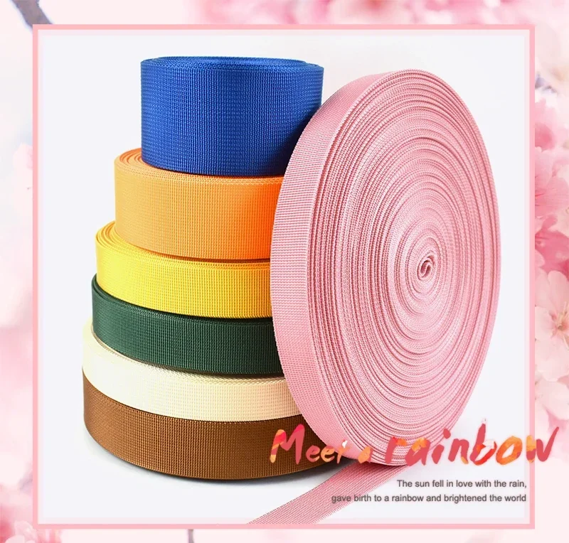 10 Meter 20-50mm Nylon-Gurtband Rucksack-Sicherheitsgurt Geflochtenes Band Handtaschenriemen DIY Schrägband Nähzubehör – Detail 1
