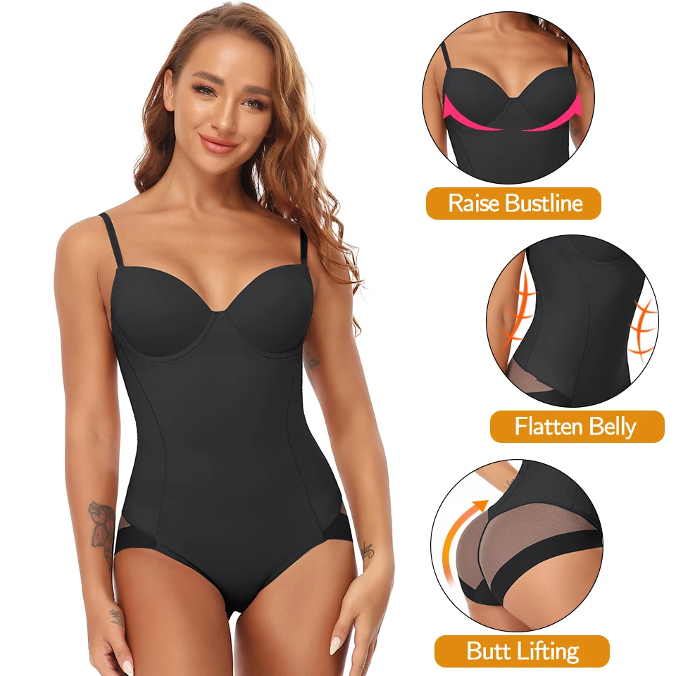 Women Shapewear Bodysuits Waist Trainer Vest Slim Full Body Shaper Built-In Bra Camisole Tops Tummy Control Slimming Underwear