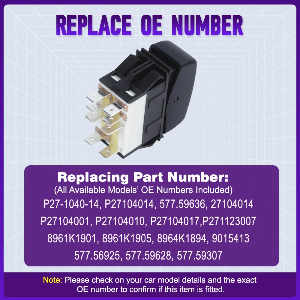 Power Cruise Control Rocker Switch Button for Kenworth Trucks Left Hand Drive P27104014 577.59636 8Pins