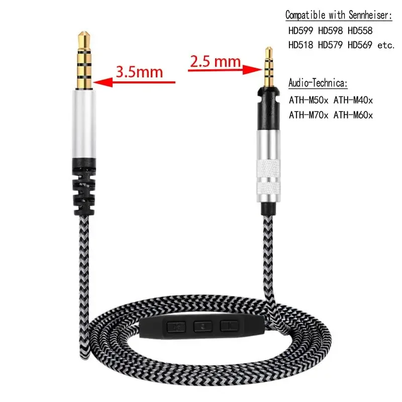 V-MOTA Earphone line Compatible with Audio-Technica ATH-M40X ATH-M50x ATH-M60X ATH-M70x Headset(Do Not Fit ATH-M50X BT)(1 Piece)
