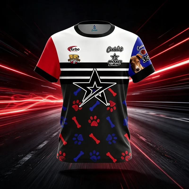 New Roto Grip Leopard Red Lip Split Color Bowling Jersey Short Sleeve Performance Sports Casual Streetwear Tops Family Kids Tees