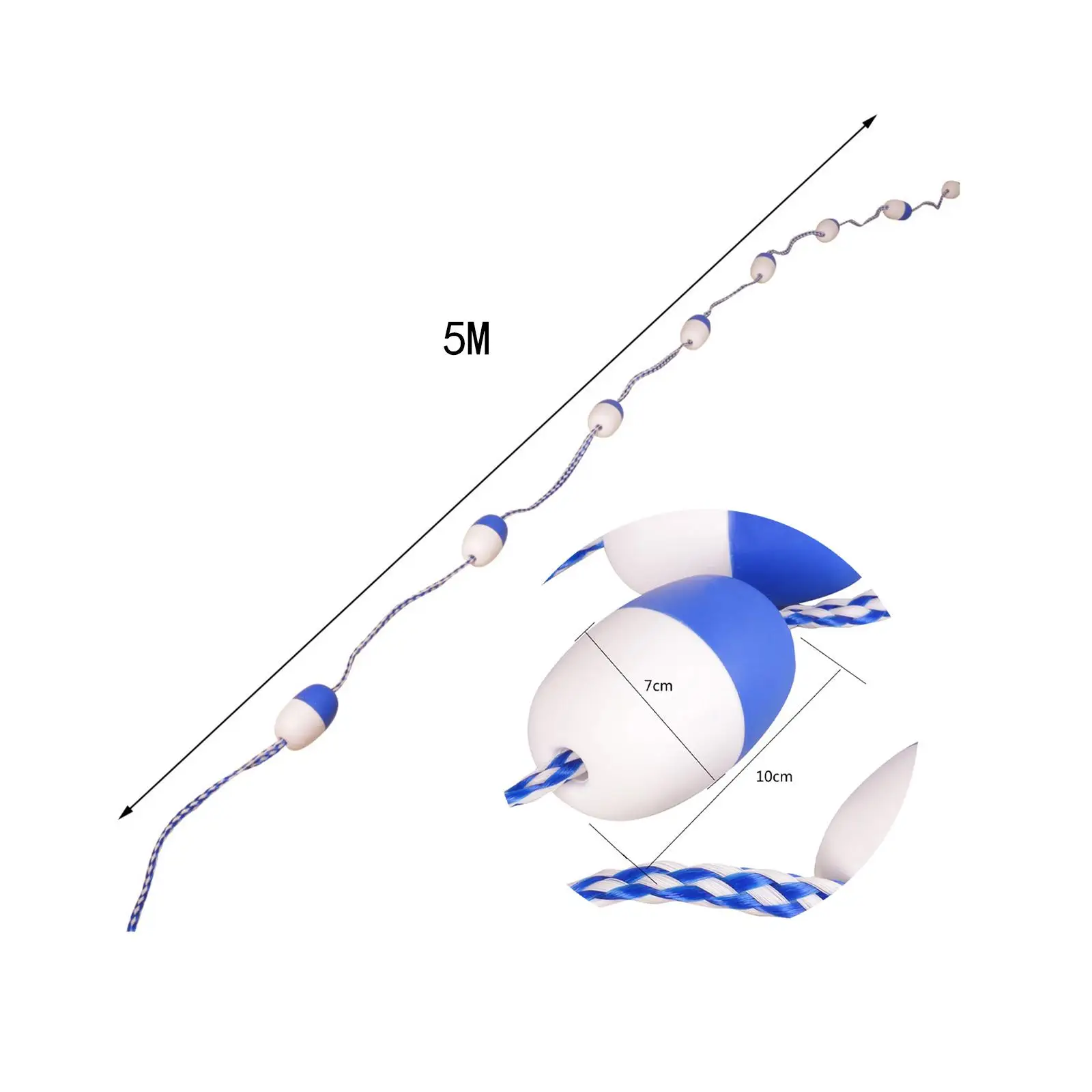 Floating Pool Divider Rope with Buoys and Hooks for Swim Lane Separation Inground Pool Safety Barrier 5 Meter PVC