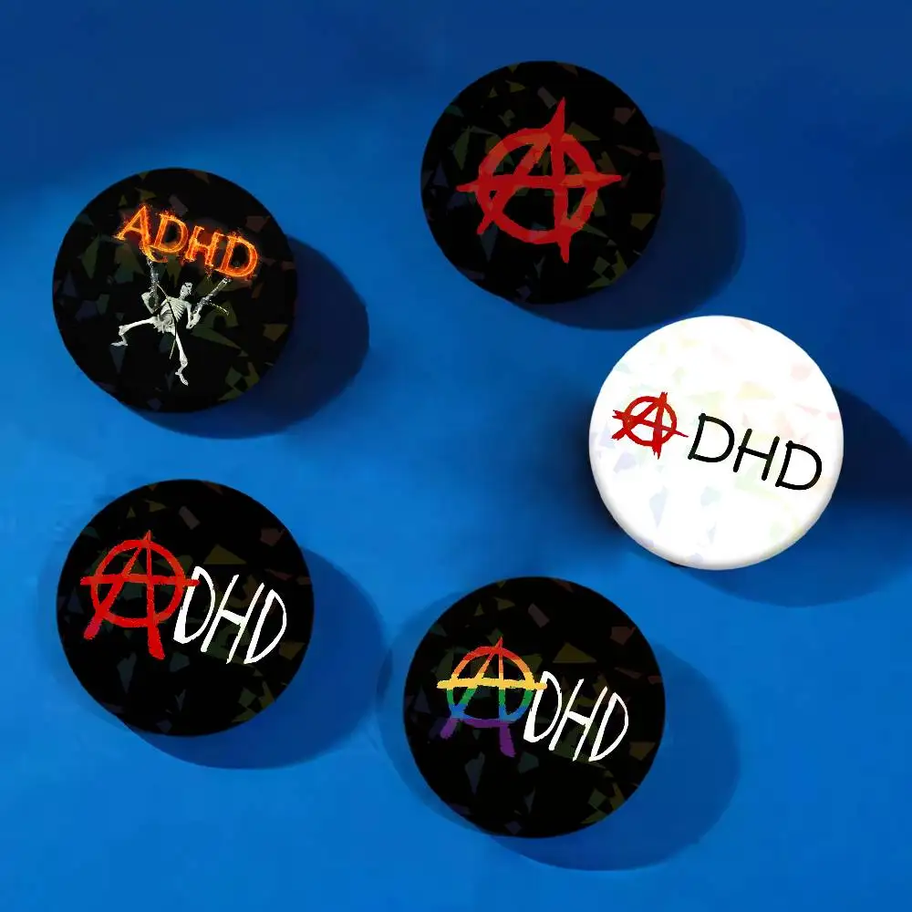 LGBT New ADHD Punk Pins Lapel Birthday Brooch Gift Backpack Clothes Accessory Decoration Badge Set Glass Shine