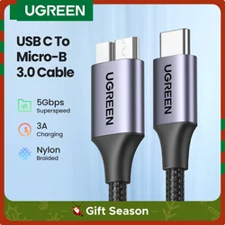 Ugreen USB C to Micro B 3.0 Кабель 5 Гбит/с 3A Шнур для быстрой синхронизации данных для Macbook Жесткий диск HDD SSD Корпус USB Тип C Кабель Micro B