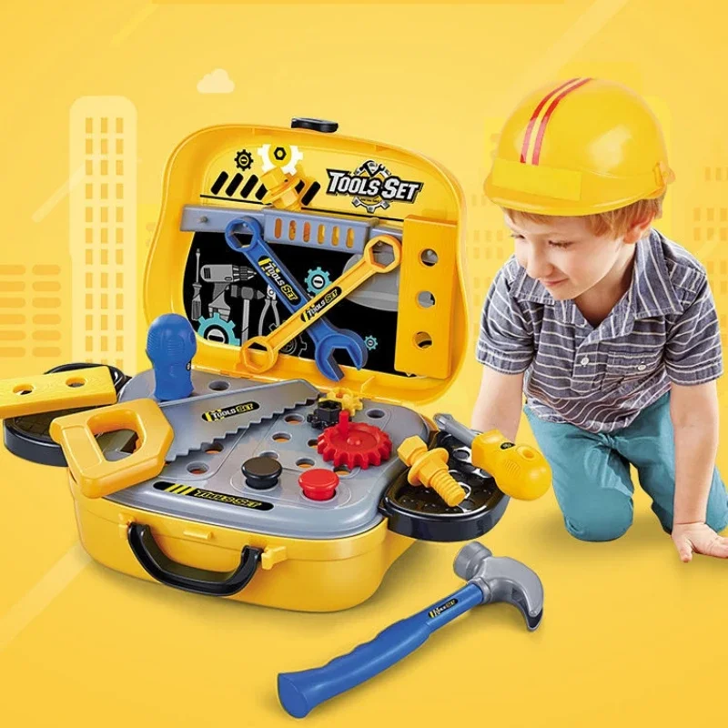 18 peça/conjunto fingir jogar caixa de ferramentas brinquedo simulação ferramenta reparo mala chave fenda chave inglesa diy brinquedos educativos para crianças presente