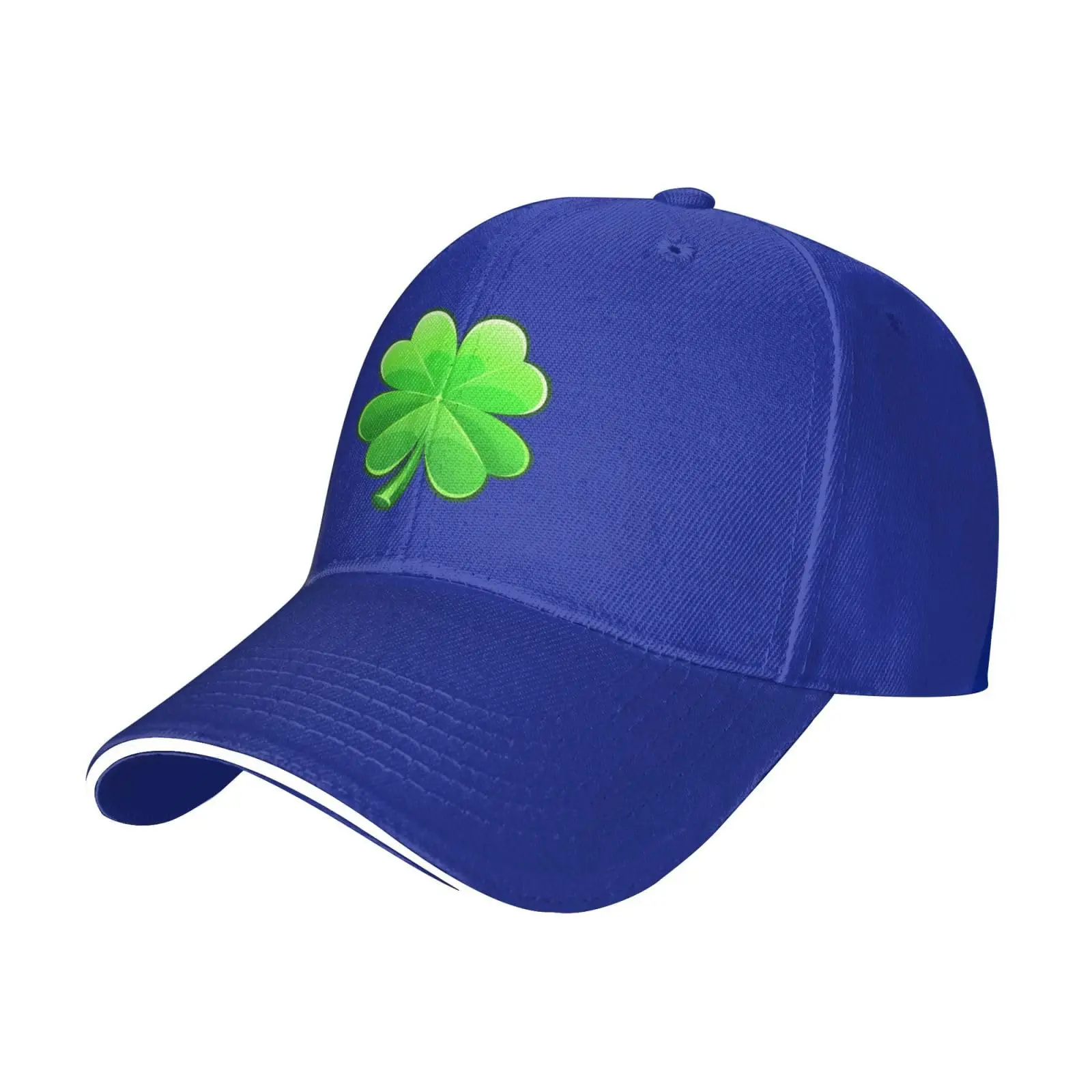 St. Patrick\'s Day Green Four Leaf Clover Men Womens Sandwich Cap Classic Adjustable Trucker Hat Dad Hats