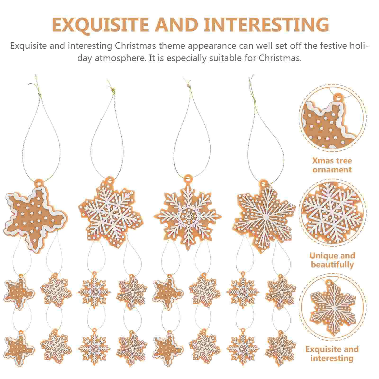 20 Pcs Gingerbread Snowflake Pendant Christmas Decorations Pvc Tree Party Favors