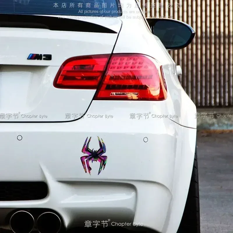 Marvel homem-aranha reflexivo adesivo de carro logotipo através do universo multiverso de alta aparência plana veículo elétrico adesivo flor