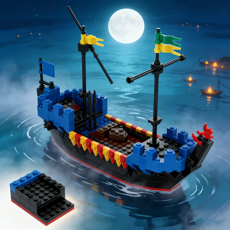 203 elementy MOC Zamek Czarne Rycerze Wędkownik Model Statku Flagowego Klocki Konstrukcyjne Architektura Pomysł na Prezent Świąteczny Edukacja