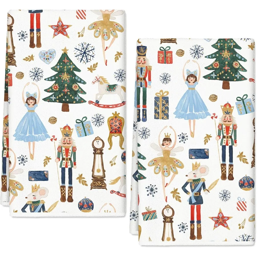 

Christmas Kitchen Towels 18 x 28 Ih Watercolor Nutcracker Dish Towel Xmas Winter Absorbent Hand Drying Tea Towel for Cooking Ba