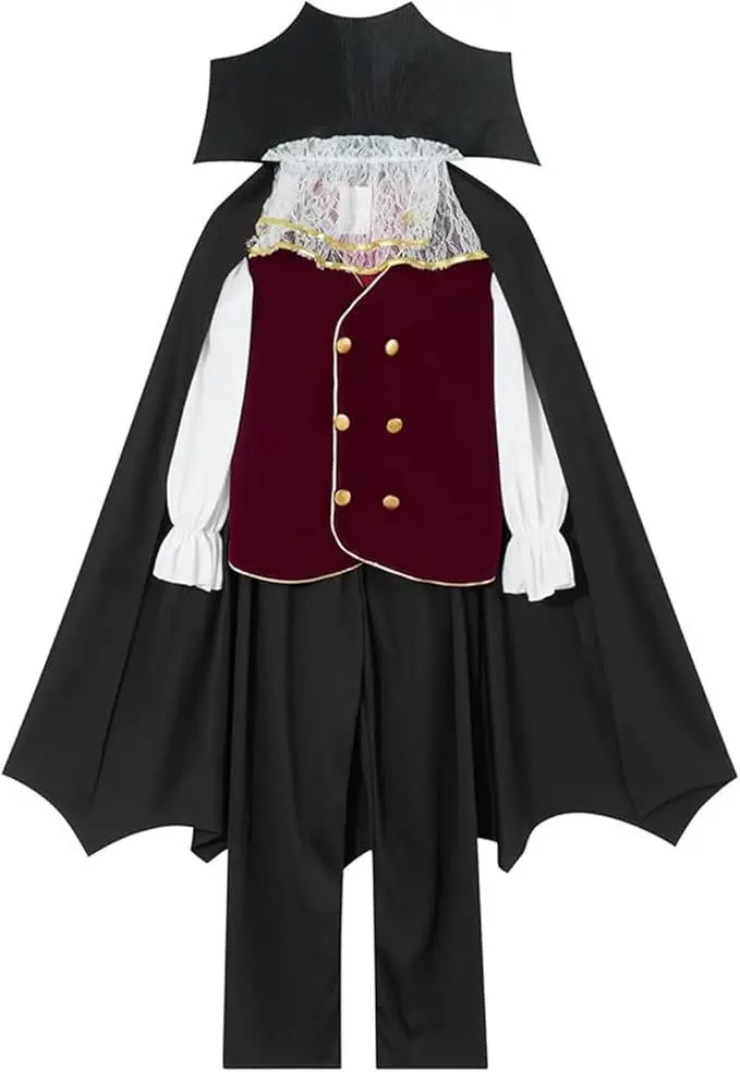 Vampir-Teufel-Halloween-Outfit für kleine Jungen, Samtweste, Umhang, Hose für Kinder, Karneval, Geburtstag, Schule, Cosplay-Set – Detail 5