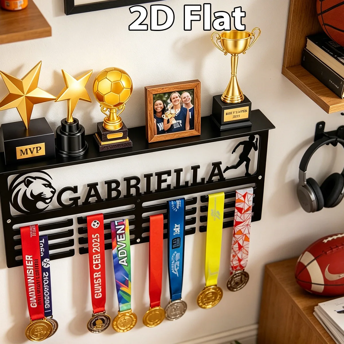 1Pc Custom Cheetah Metal Medal Holder Rack,Hang Metal Wall Art,Home Decor Sports Award rack storage rack,Birthday Gift